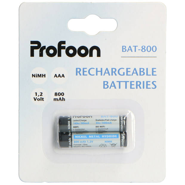 Oplaadbare batterijen AAA, 2x Profoon Grijs-Zwart