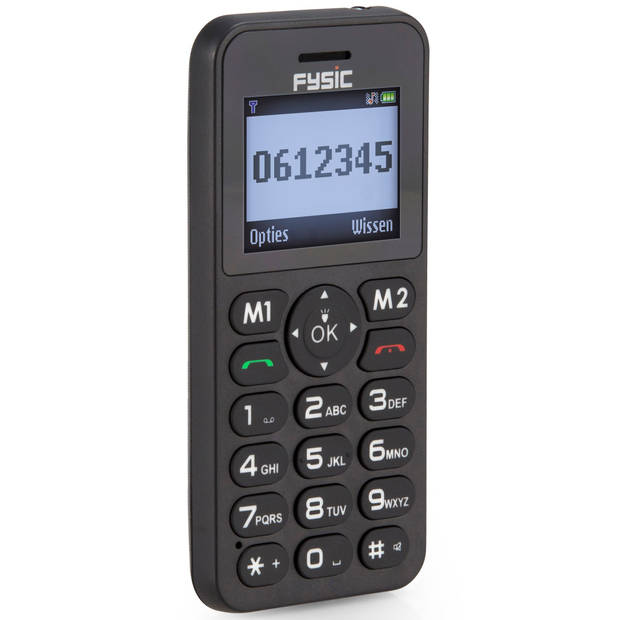Eenvoudige mobiele telefoon voor senioren met SOS paniekknop Fysic FM-7550 Zwart