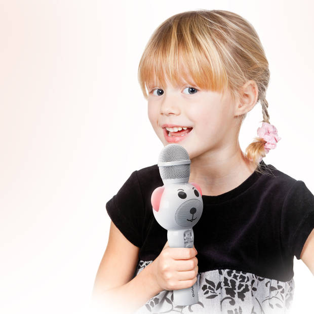 Karaoke micofoon met Bluetooth®, SD slot, lights, Aux out Lenco Wit-Zwart