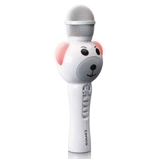 Karaoke micofoon met Bluetooth®, SD slot, lights, Aux out Lenco Wit-Zwart