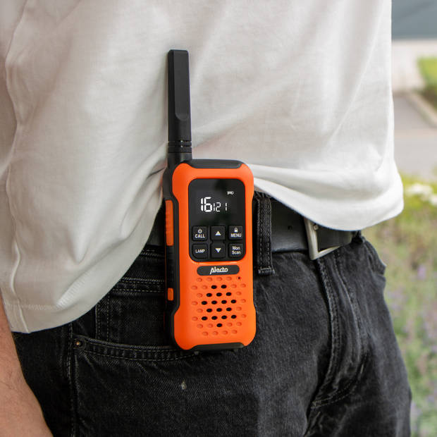 Robuuste walkie talkie, tot 10 kilometer bereik Alecto Oranje-Zwart