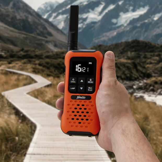 Robuuste walkie talkie, tot 10 kilometer bereik Alecto Oranje-Zwart