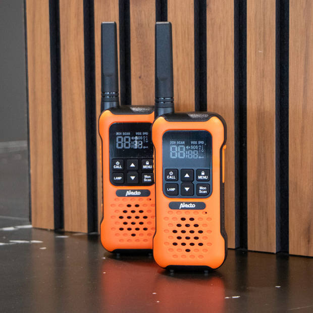 Robuuste walkie talkie, tot 10 kilometer bereik Alecto Oranje-Zwart