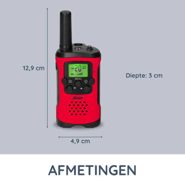 Walkie talkie set voor kinderen 2 stuks,tot 7 kilometer bereik Alecto FR115RD Rood-Zwart