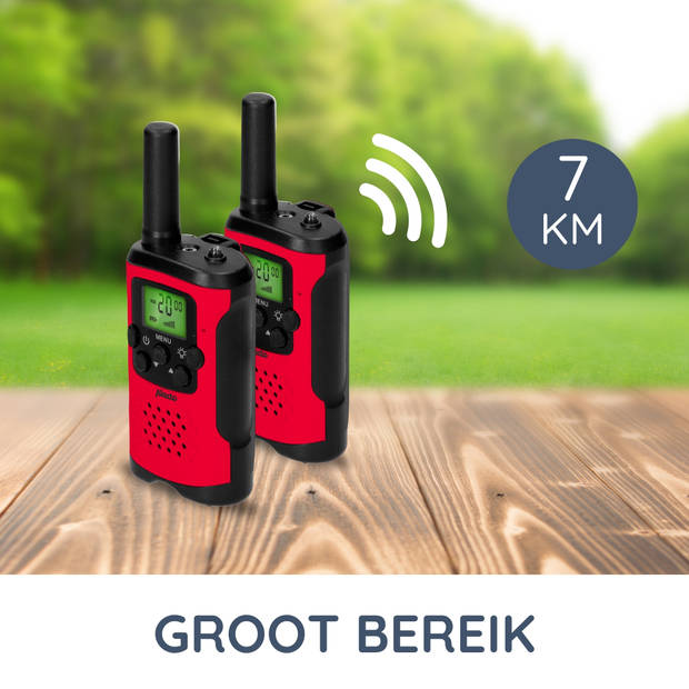 Walkie talkie set voor kinderen 2 stuks,tot 7 kilometer bereik Alecto FR115RD Rood-Zwart