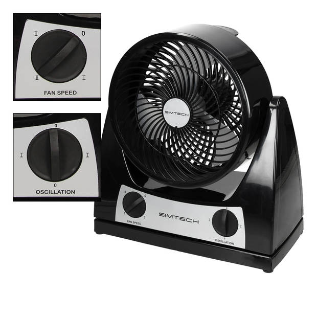 Ventilator 40W 3 snelheden Zwart