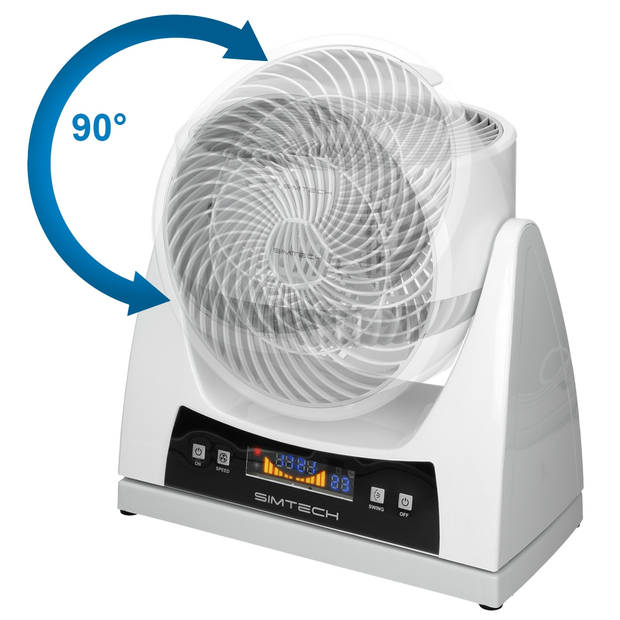 Ventilator 40W 3 snelheden Digitaal display Wit