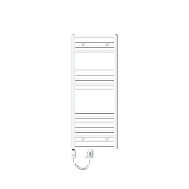 ECD Germany Badkamerradiator elektrisch met verwarmingselement 900W - 500 x 1200 mm - wit - gebogen met zijaansluiting