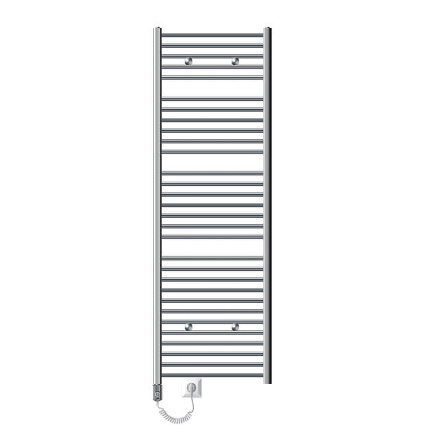 Badkamerradiator Sahara 600 x 1800 mm Chroom gebogen zijaansluiting met verwarmingselement 900W