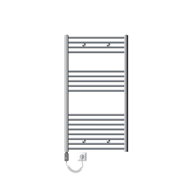 Badkamerradiator Sahara 750 x 1200 mm Chroom rechte zijaansluiting met verwarmingselement 900 B