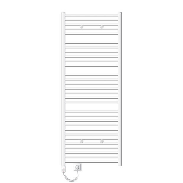 Badkamerradiator Sahara 750 x 1800 mm Wit gebogen met zijaansluiting + verwarmingselement 900W