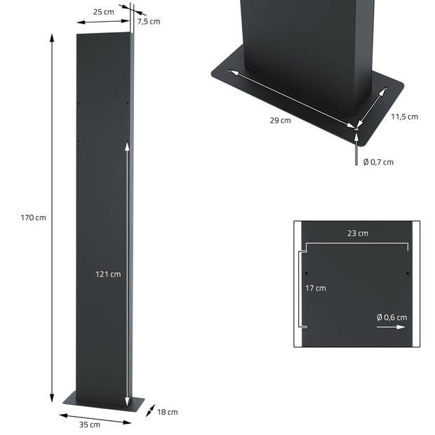 ML-Design brievenbus met krantenvak, lichtgrijs, 37x11x37 cm, gemaakt van roestvrij staal