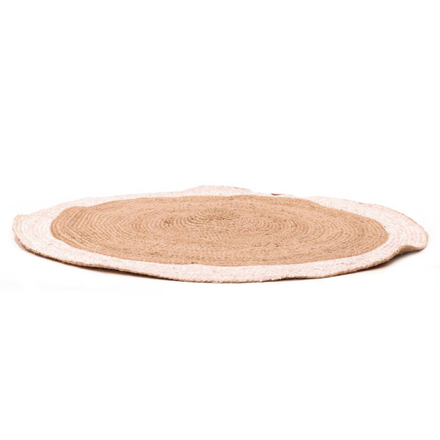 Vloerkleed Jute 2-tone Rond Ø 120 cm - Bruin/Wit