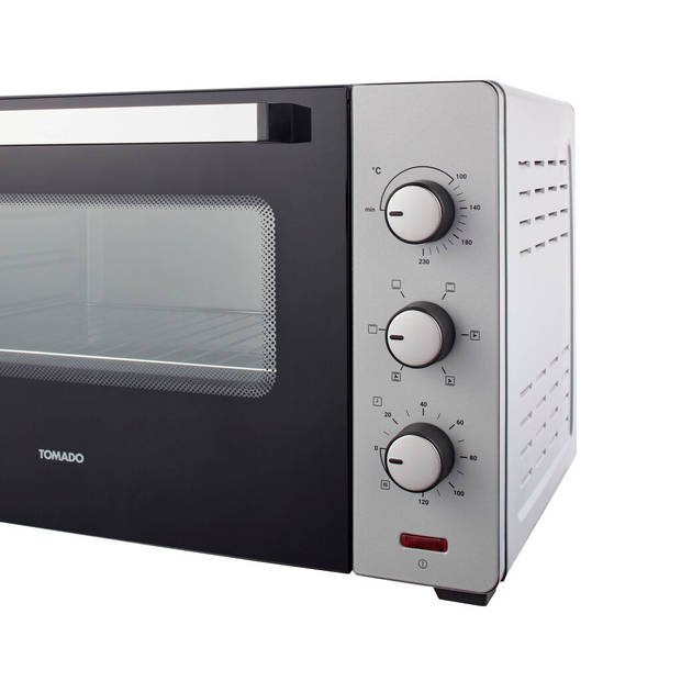 Tomado TEO4500S - Vrijstaande oven - 45 Liter - 2000 Watt - Hetelucht - 3 insteekniveau's - Zilver