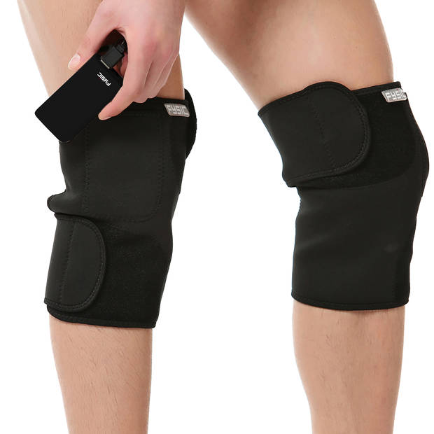 Draadloze warmte bandage voor knie, rechts Fysic Zwart
