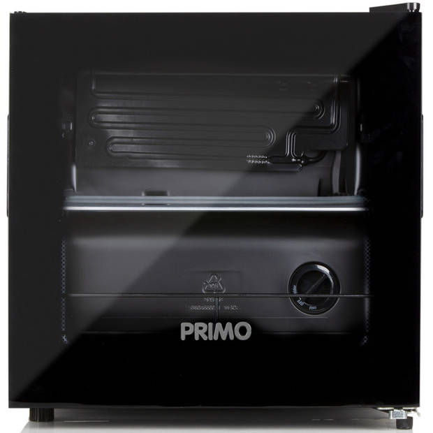 PRIMO PR127BC Mini Koelkast met Glazen Deur - Minibar - 43L - F - Zwart