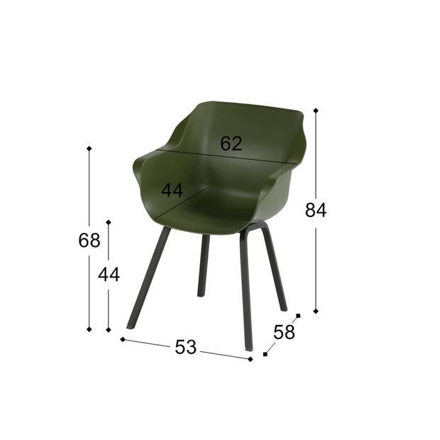 Hartman Sophie Element dining armstoel- moss groen - 4 st.