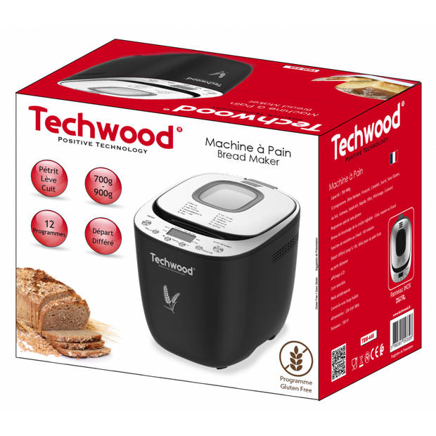 Techwood broodbakmachine - 12 programma's - glutenvrij - timer