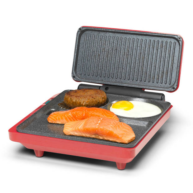 Contact- en tafel Multi Grill / Comfortcook voor vlees, vis, groenten, pannenkoeken of eieren Trebs Rood-Zwart