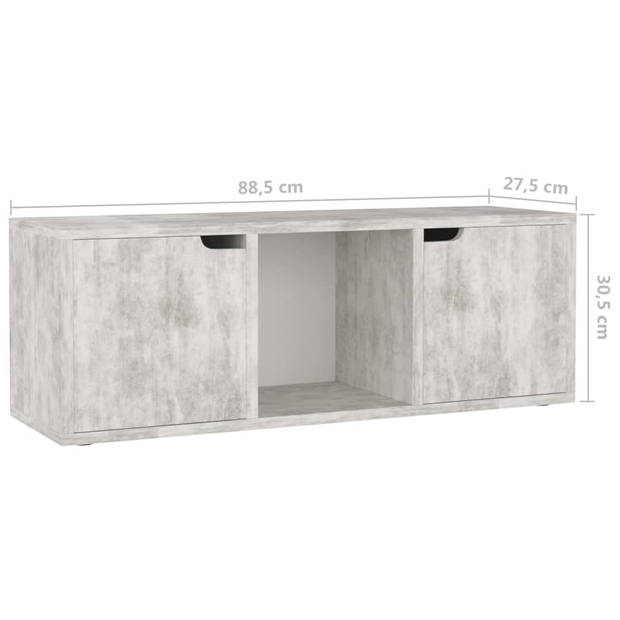 vidaXL Tv-meubel 88,5x27,5x30,5 cm bewerkt hout betongrijs