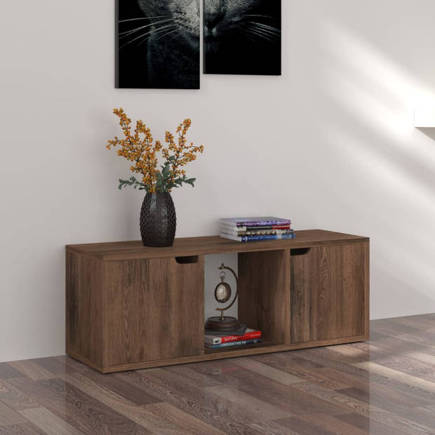 vidaXL Tv-meubel 88,5x27,5x30,5 cm bewerkt hout gerookt eikenkleurig