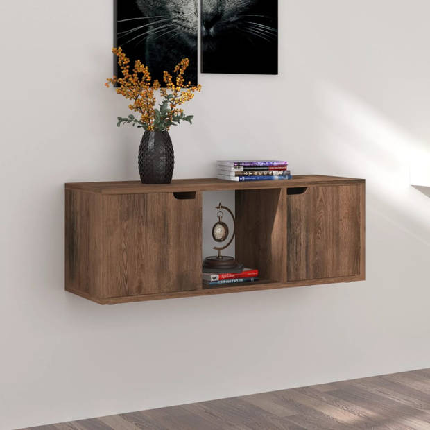 vidaXL Tv-meubel 88,5x27,5x30,5 cm bewerkt hout gerookt eikenkleurig