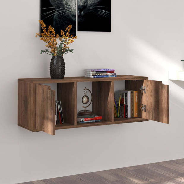 vidaXL Tv-meubel 88,5x27,5x30,5 cm bewerkt hout gerookt eikenkleurig