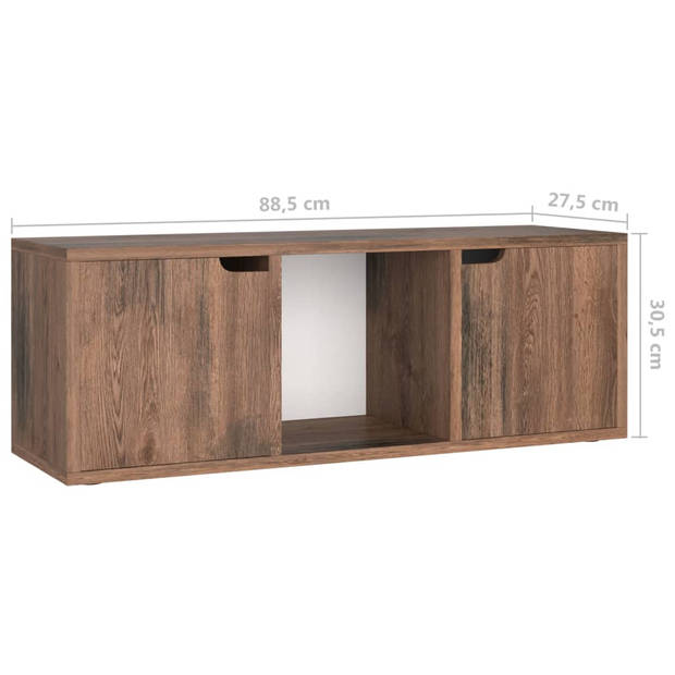 vidaXL Tv-meubel 88,5x27,5x30,5 cm bewerkt hout gerookt eikenkleurig