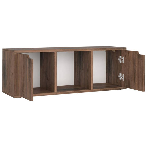 vidaXL Tv-meubel 88,5x27,5x30,5 cm bewerkt hout gerookt eikenkleurig