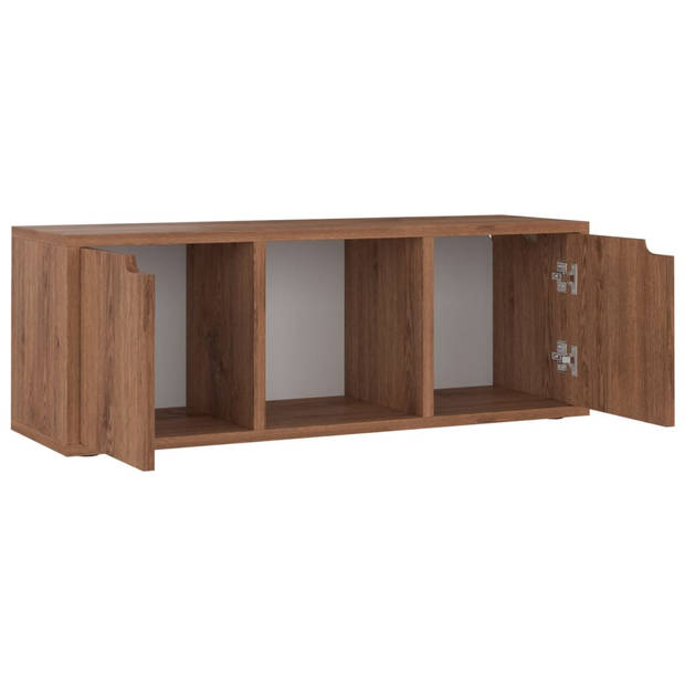 vidaXL Tv-meubel 88,5x27,5x30,5 cm bewerkt hout bruin eikenkleurig