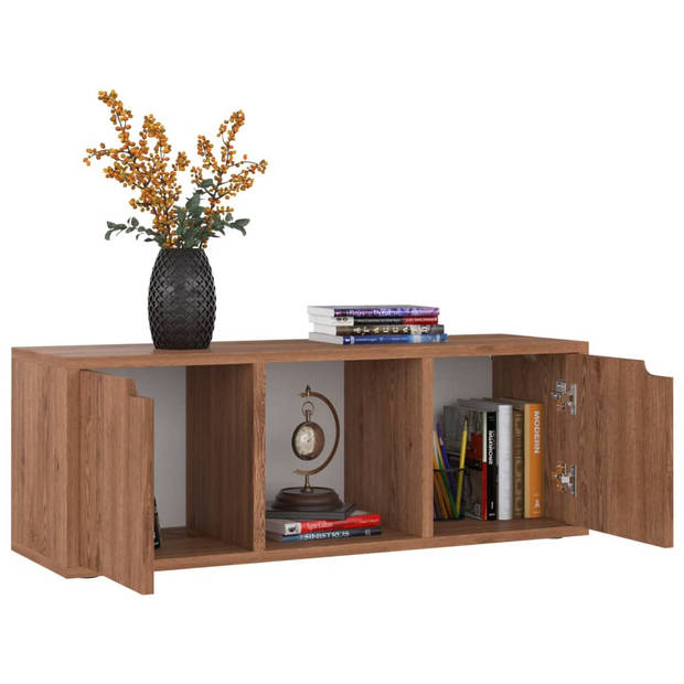 vidaXL Tv-meubel 88,5x27,5x30,5 cm bewerkt hout bruin eikenkleurig