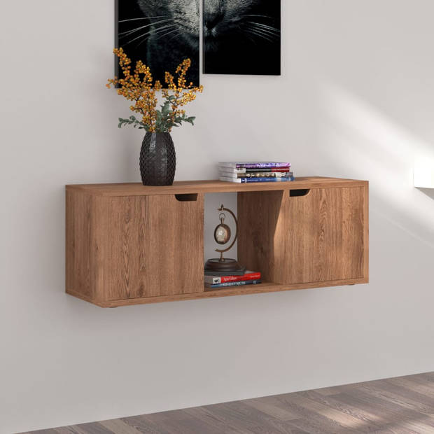 vidaXL Tv-meubel 88,5x27,5x30,5 cm bewerkt hout bruin eikenkleurig