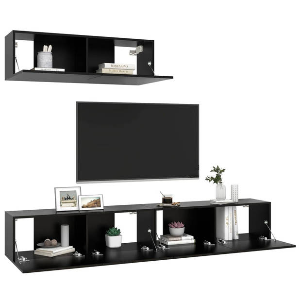 The Living Store TV Meubelset - 100 x 30 x 30 cm - zwart - spaanplaat