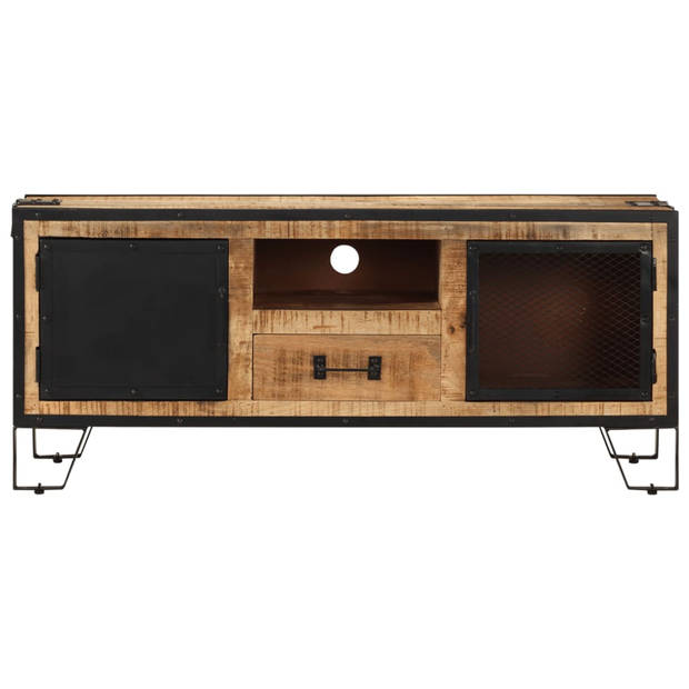 The Living Store Houten tv-kast Industriële stijl - 110 x 31 x 46 cm - Ruw mangohout - Opbergruimte