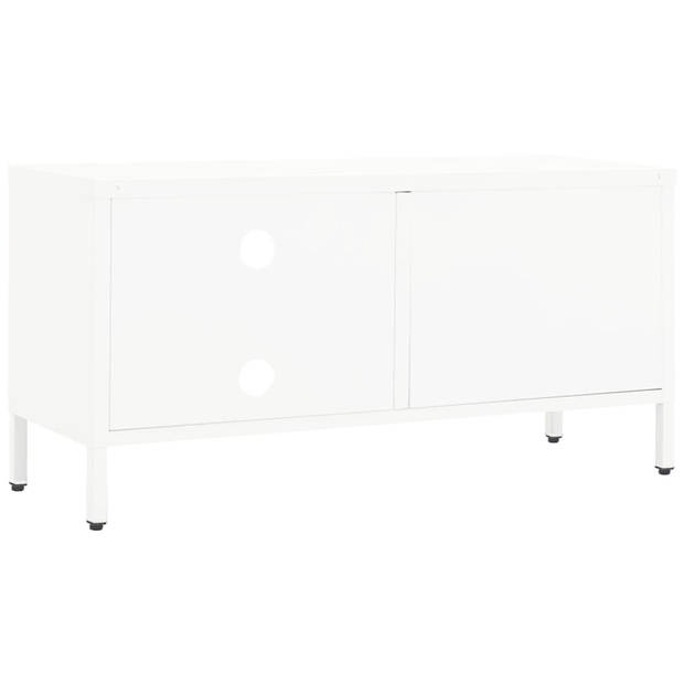 vidaXL Tv-meubel 90x30x44 cm staal en glas wit