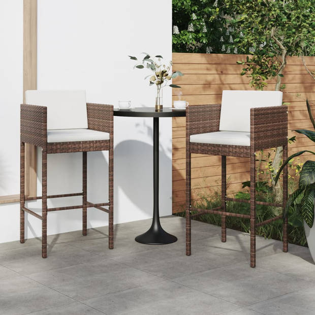 The Living Store Barkruk Poly Rattan - Bruin - 50 x 48 x 100 cm - Stabiel en Stevig