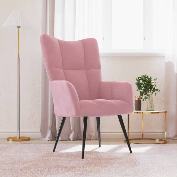 vidaXL Relaxstoel fluweel roze