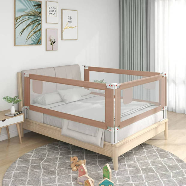 The Living Store Bedhekje Peuter Stof Taupe 200x25 cm The Living Store
