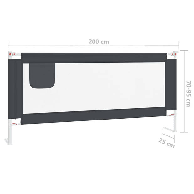 vidaXL Bedhekje peuter 200x25 cm stof donkergrijs