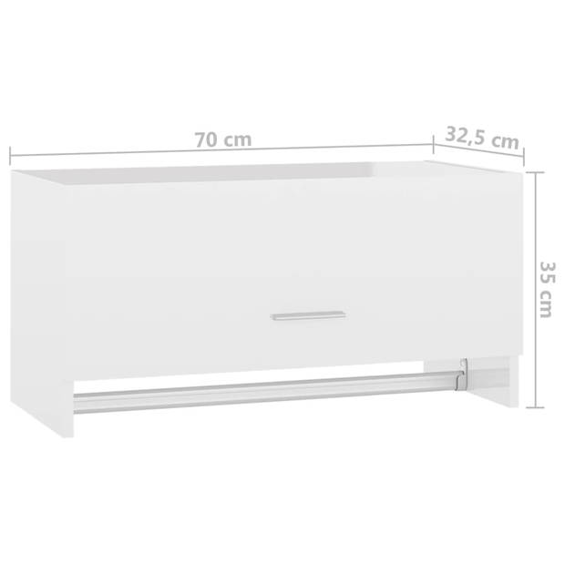 The Living Store Garderobekast - Compact - Hoogglans wit - 70 x 32.5 x 35 cm