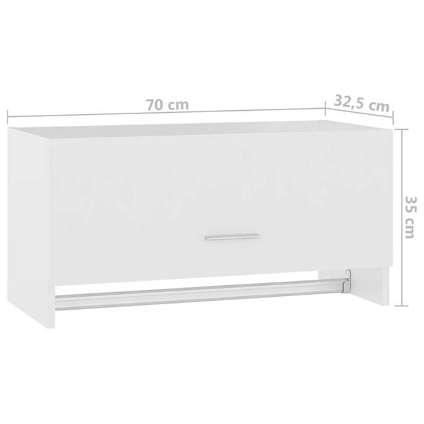 The Living Store Hangkast - Compacte garderobe - Wit - 70 x 32.5 x 35 cm - Met kledingstang