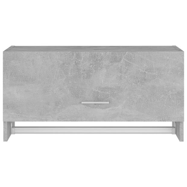 The Living Store Garderobekast Betongrijs 70x32.5x35 cm - Compacte hangkast met kledingstang