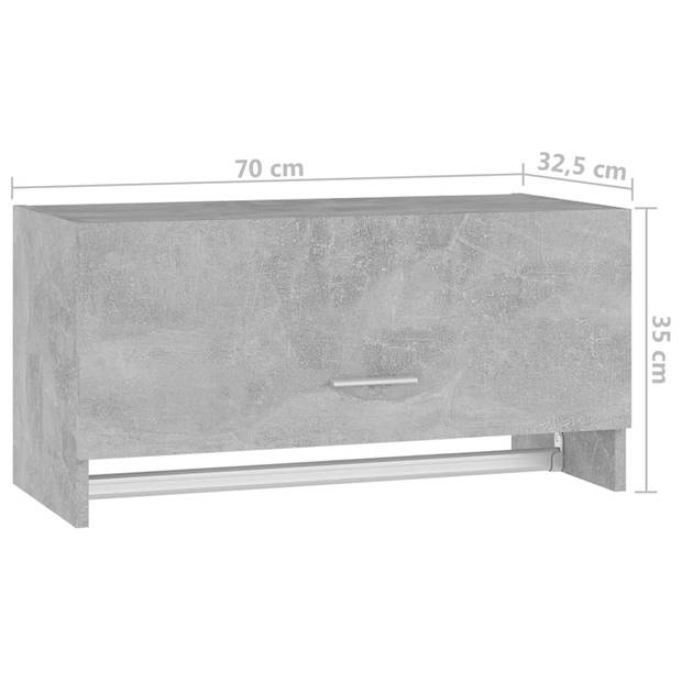vidaXL Kledingkast 70x32,5x35 cm bewerkt hout betongrijs