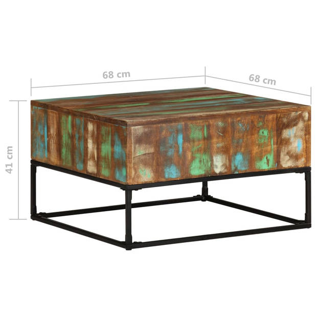 The Living Store Salontafel - Massief gerecycled hout - 68x68x41 cm - Handgemaakt - Milieuvriendelijk
