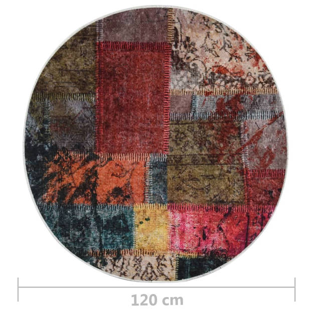 vidaXL Vloerkleed wasbaar anti-slip patchwork ø120 cm meerkleurig