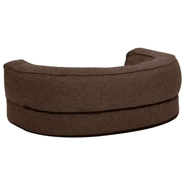 The Living Store Huisdierenbed - Hondenmand - Bruin - 60 x 42 x 19 cm - Polyester stof met linnen-look en fleece