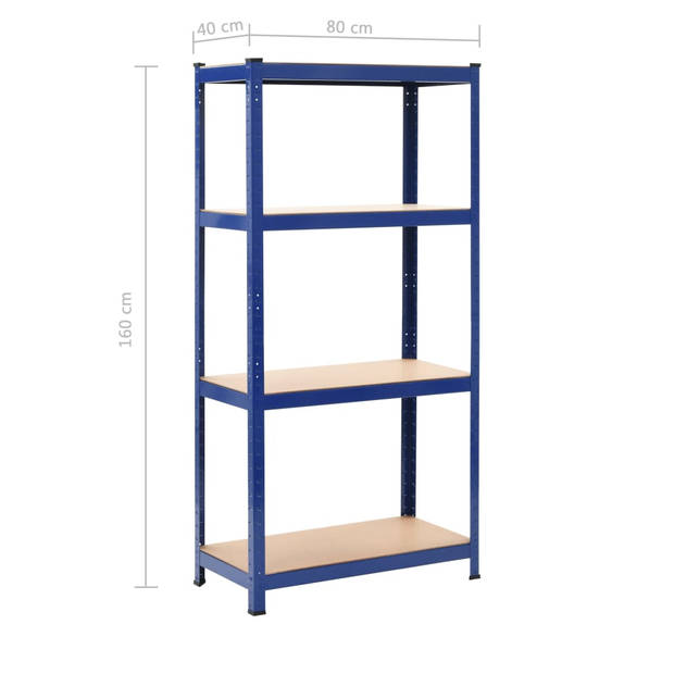 vidaXL Opbergrek 4-laags staal en bewerkt hout blauw