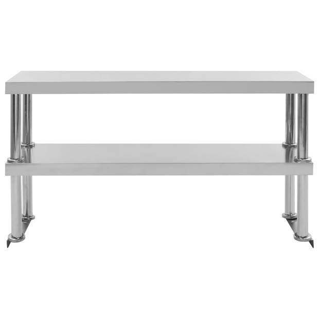 vidaXL Verhoging voor werktafel 2-laags 120x30x65 cm roestvrij staal