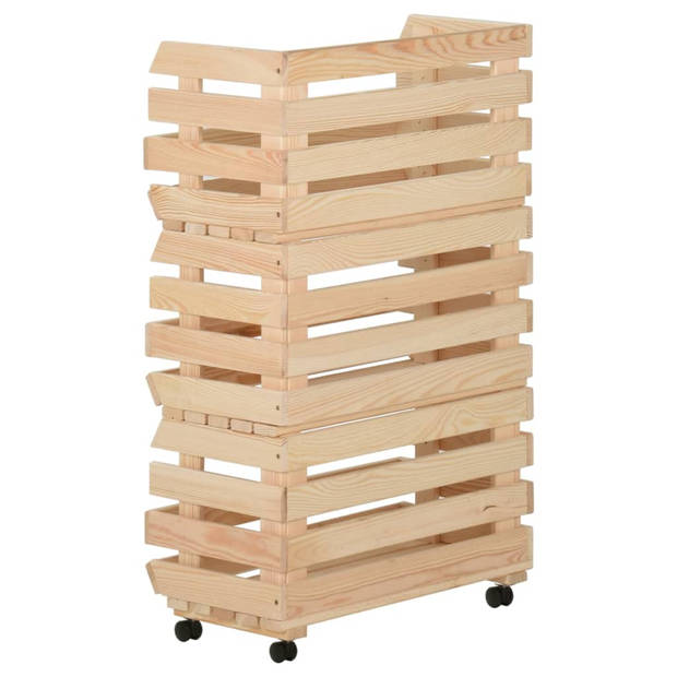 vidaXL Groentetrolley 37x30x80 cm massief grenenhout