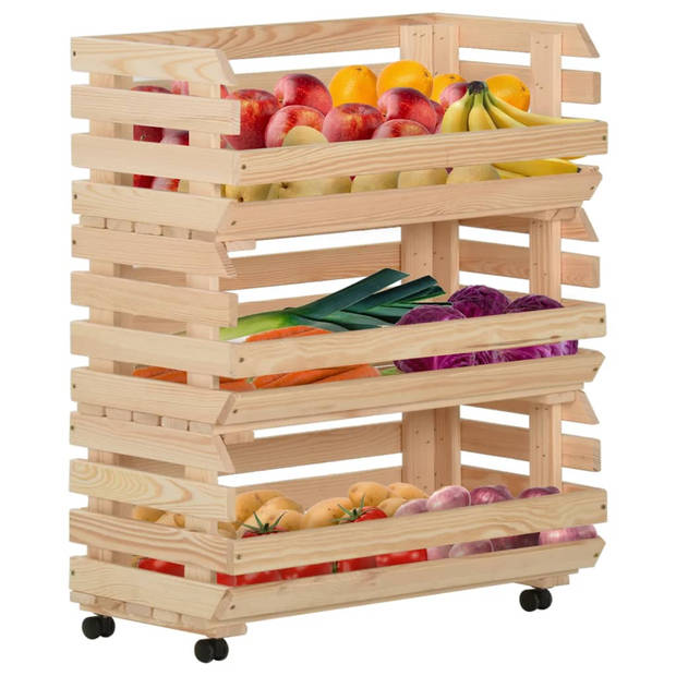 vidaXL Groentetrolley 77x30x80 cm massief grenenhout